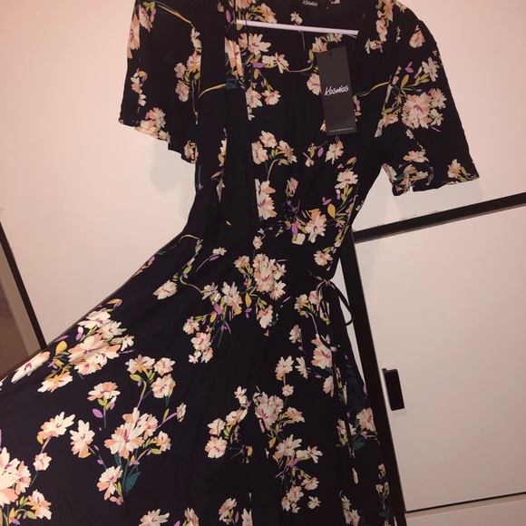 SOLD - Kosmios high low floral wrap dress - Picture 1 of 5